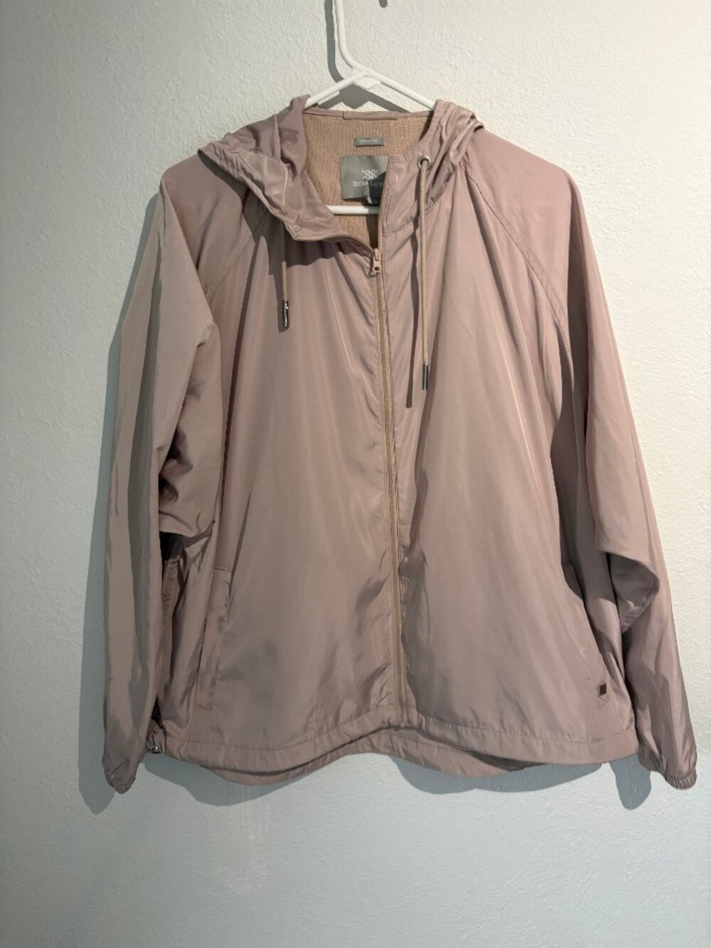 Soia & Kyo Soft Pink Hooded Rain Jacket Size L/XL